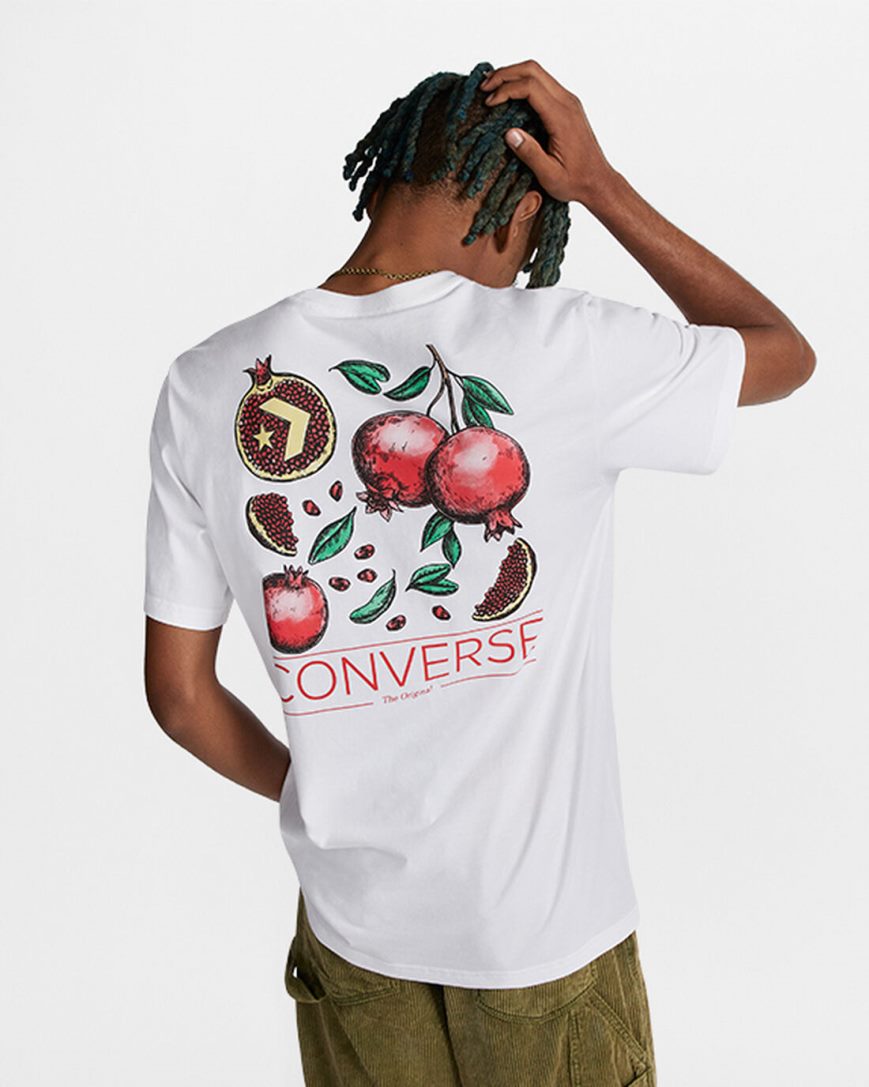 T-Shirts Converse Pomegranate Grafika Panske Biele | SK QNRKM1